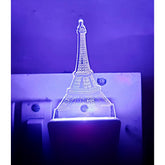 MultiColor Eiffel Tower AC Adapter Night Lamp with 3D laser-engraved design, ideal for living spaces and gifts